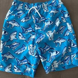 Kids Shark Print Swim Trunks - Blue